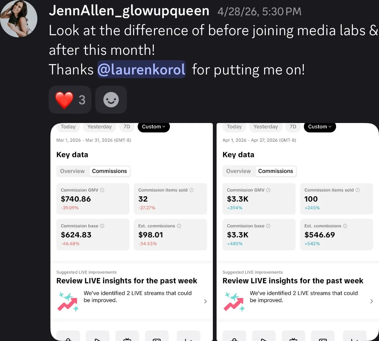 Client review screenshot