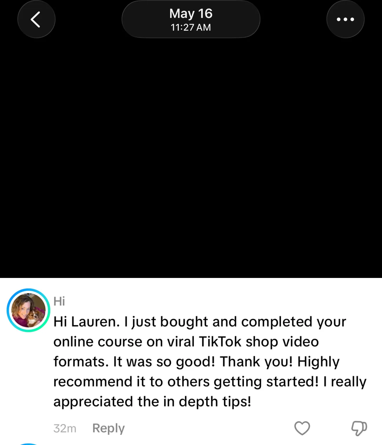 Client review screenshot