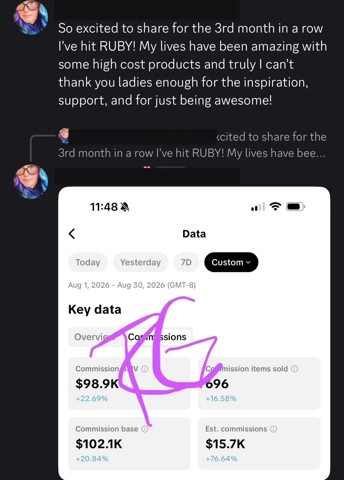She made $15,700 in one month — 3rd month hitting Ruby