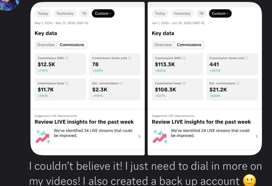 Rebecca — $12.5K → $113.3K GMV in one month