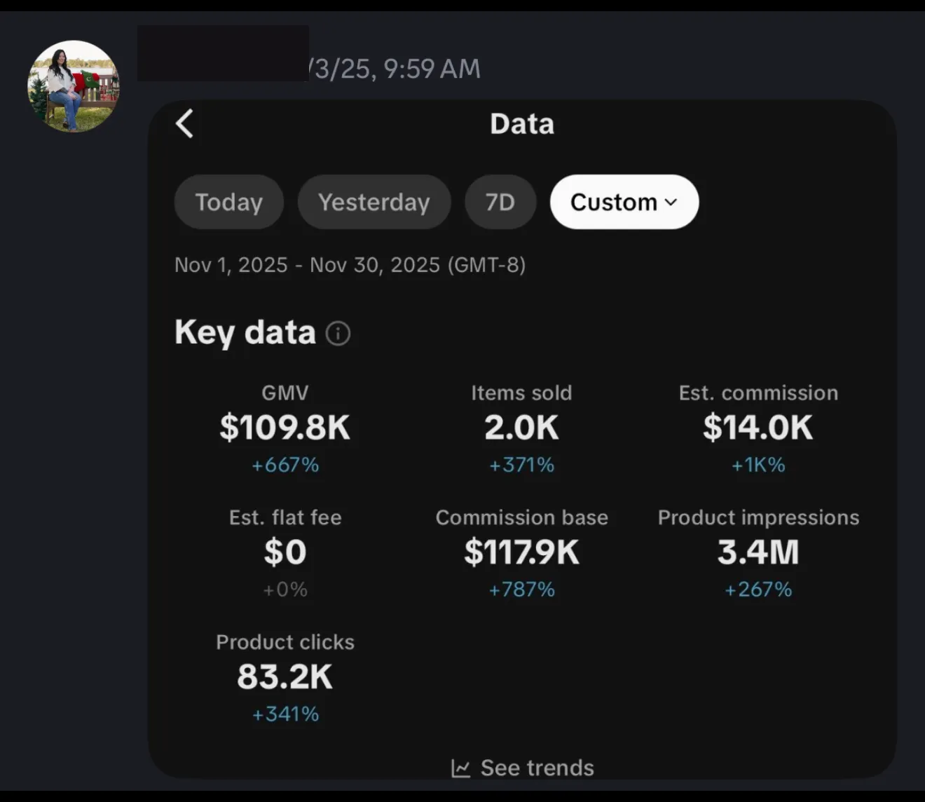 She made $14,000 in one month