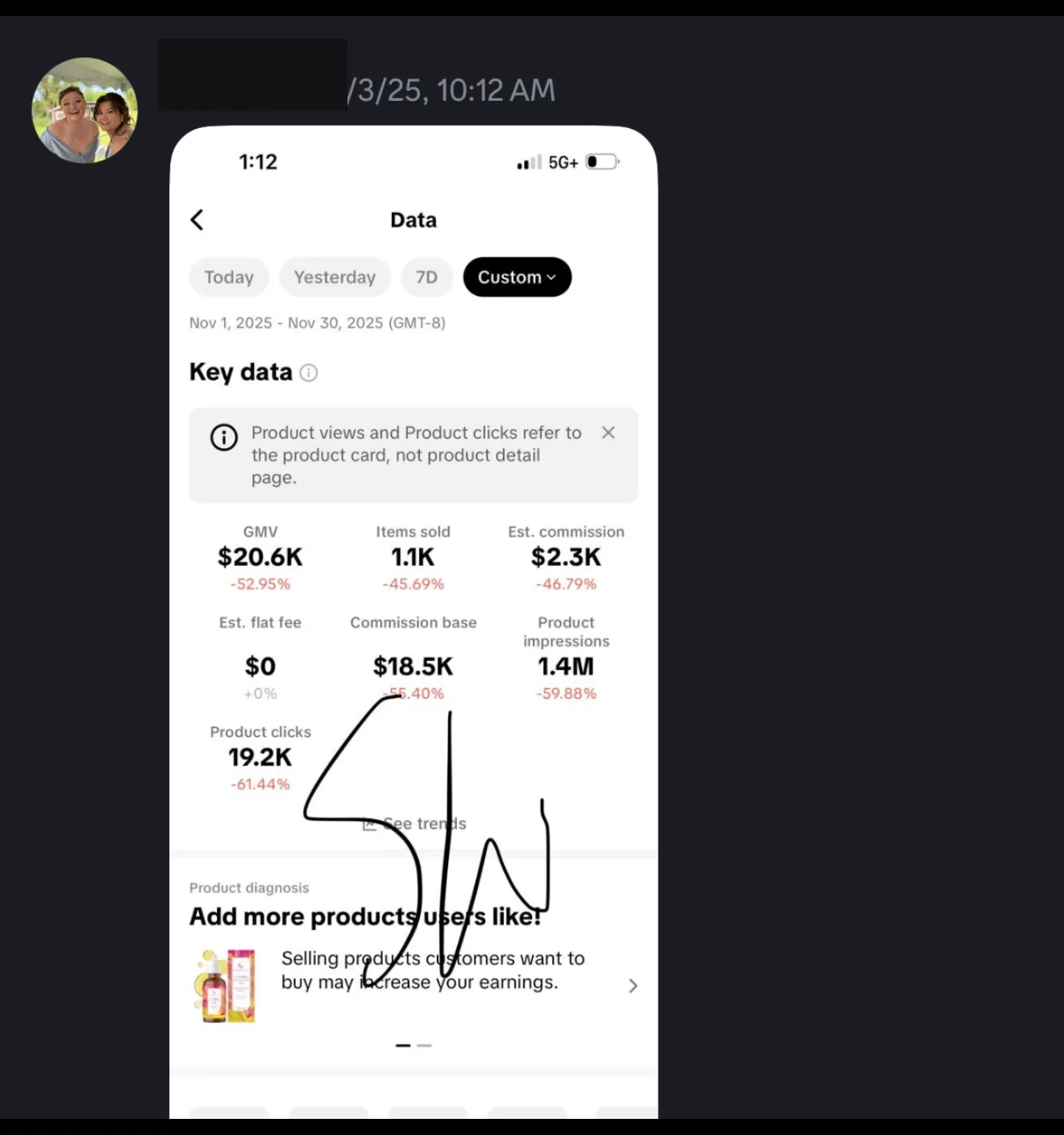 She made $2,300 in one month