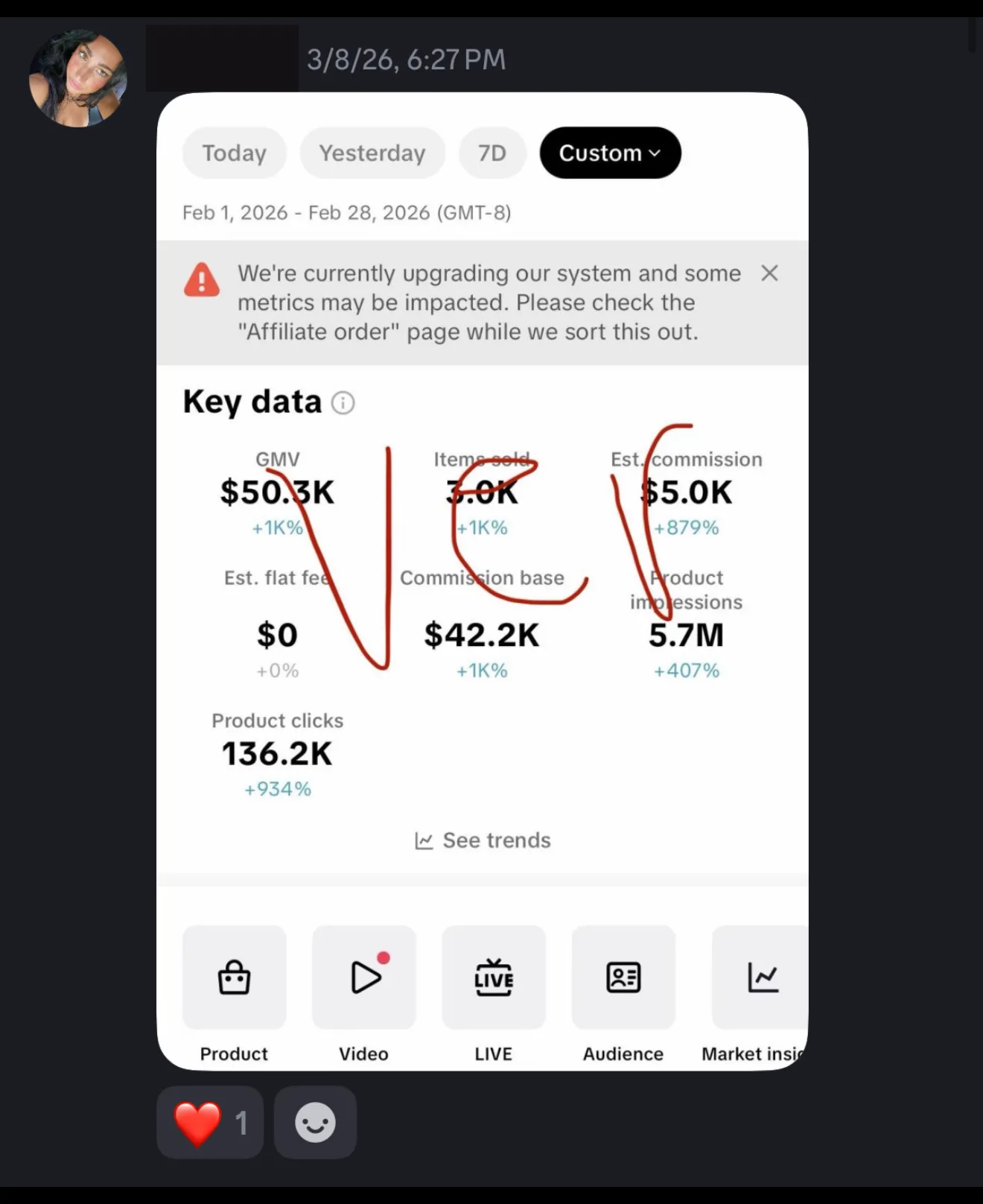 She made $5,000 in commission in one month