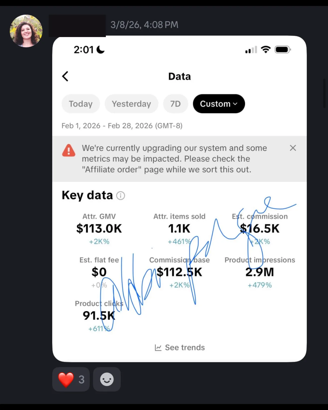She made $16,500 in commission in one month