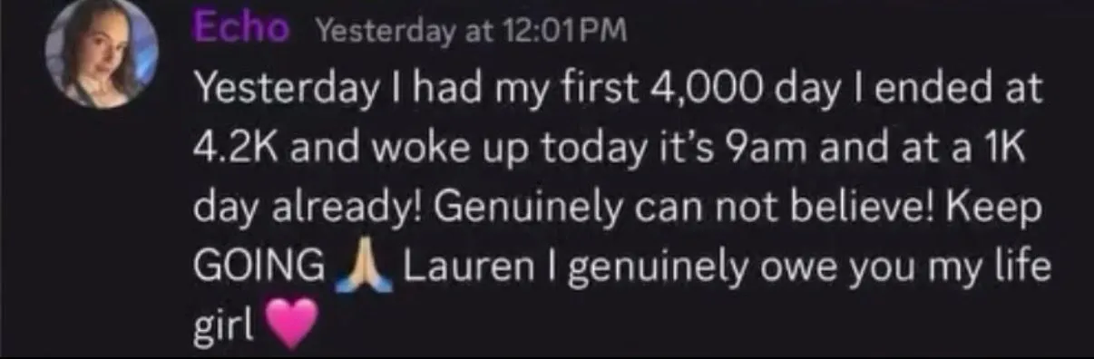 Echo's first $4,000 day notification