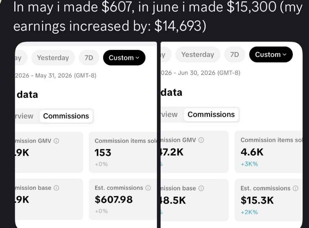 She went from $607 to $15,300 in one month